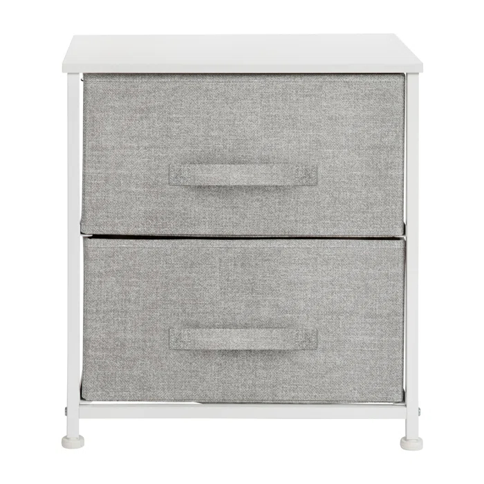 Flash Furniture Malone 2 Drawer Storage Stand with Wood Top & Fabric Pull Drawers