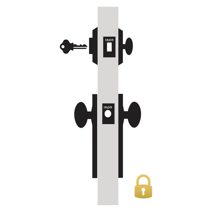 Ageless Iron Loch Rosette Entry Set with Single Cylinder Deadbolt and Tine Lever