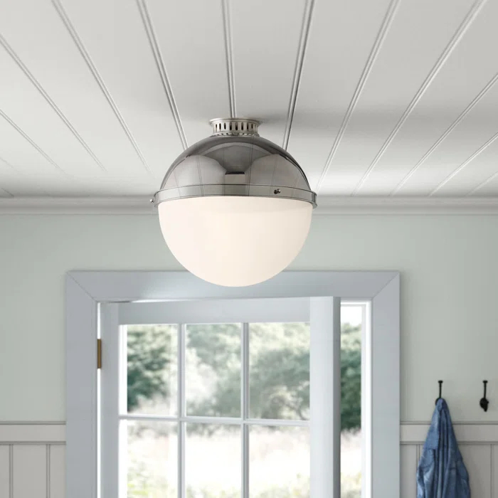 Manila Single Light Glass Semi Flush Mount