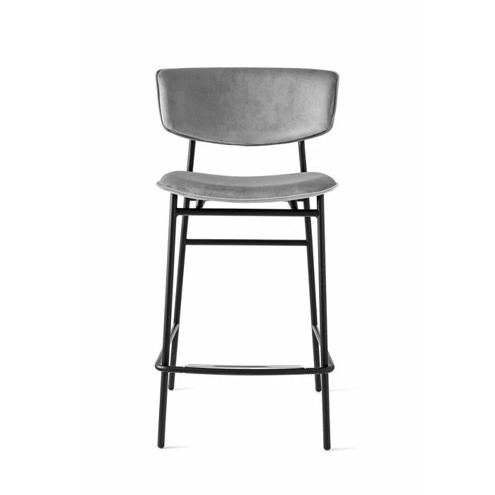 Fifties Upholstered Stool with Metal Frame