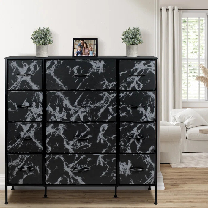 Sorbus 12 Drawers Dresser with Steel Frame and Wood Top