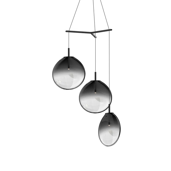 Cantina 36" Smoke Fade Glass LED Pendant Light - Satin Black