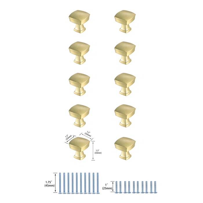 Crete 1.3" Length Square Knob