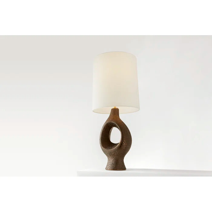 Adjustable Burnt Gold Ceramic Table Lamp with Linen Shade