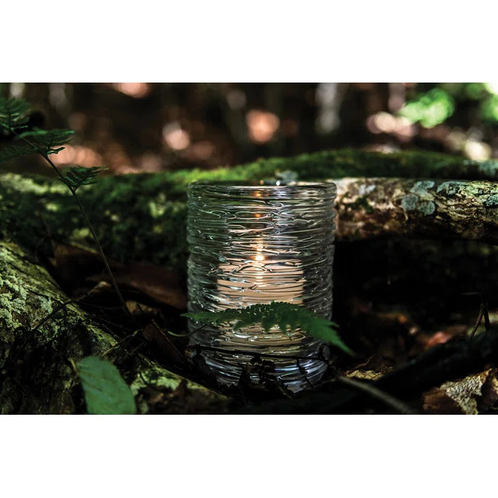 Medium Clear Glass Echo Lake Hurricane Candle Holder