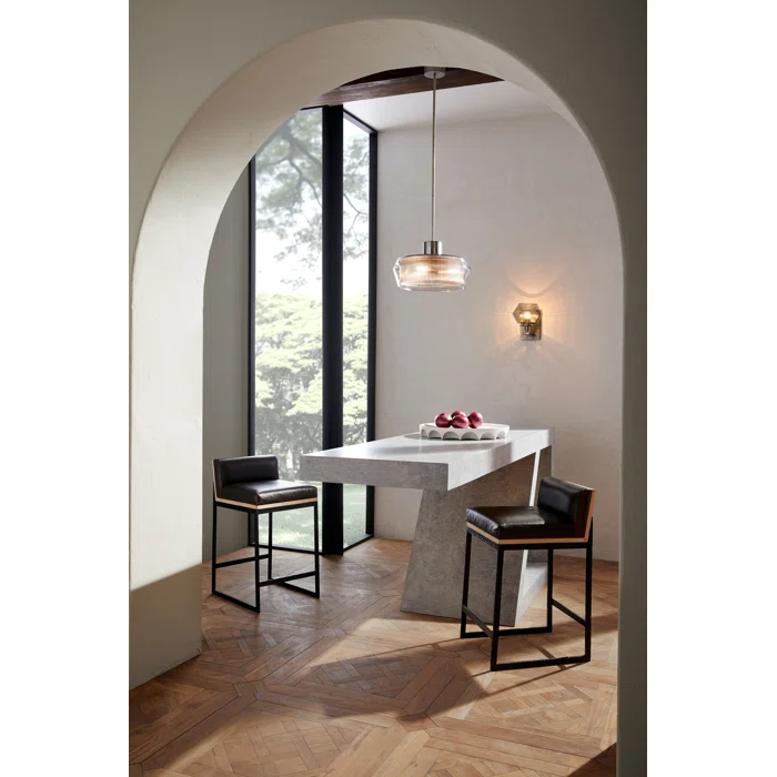 Holm 19" Indoor/Outdoor Glass Drum Pendant with Pewter Finish