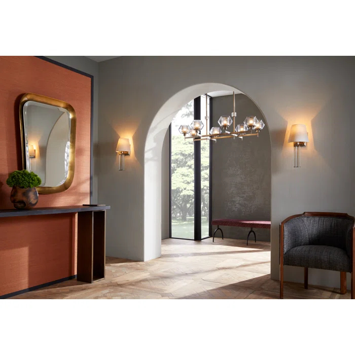 Holm 50-Inch Pewter and Glass Linear Chandelier