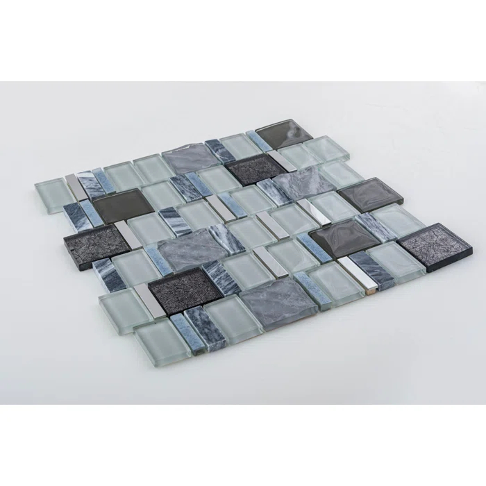 Estee Glass/Stone/Metal Mosaic Kitchen Backsplash, Wall and Floor Tile