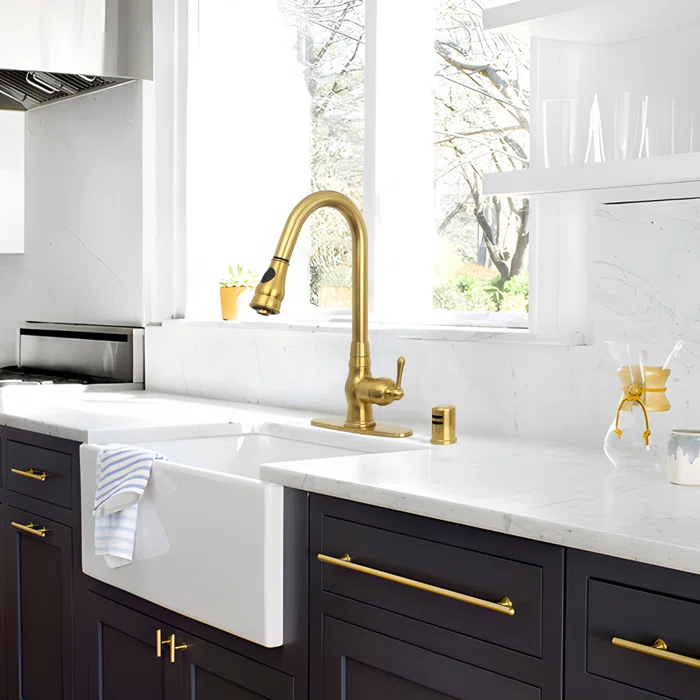Pull Down Kitchen Faucet Single Handle Sink Faucet With Deck Plate