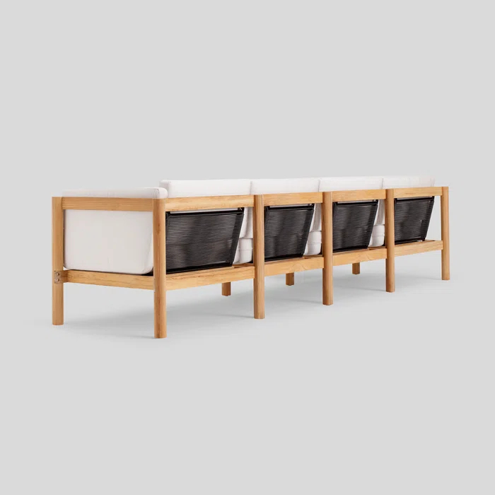 Haven 6-Piece U-Shaped Teak Outdoor Sectional with Sunbrella Cushions