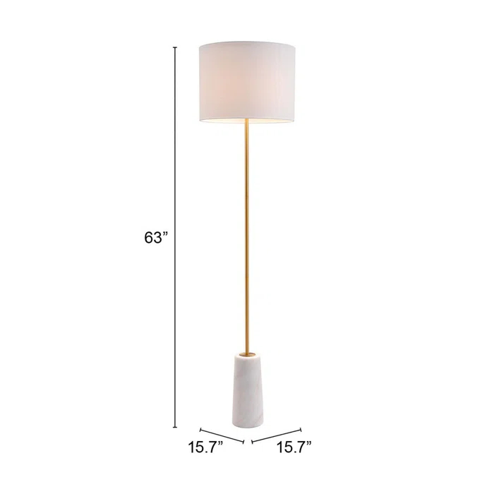 63.0'' White & Brass Traditional Floor Lamp