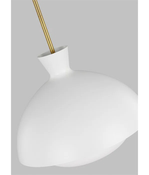Lucerne Matte White and Burnished Brass Globe Pendant Light