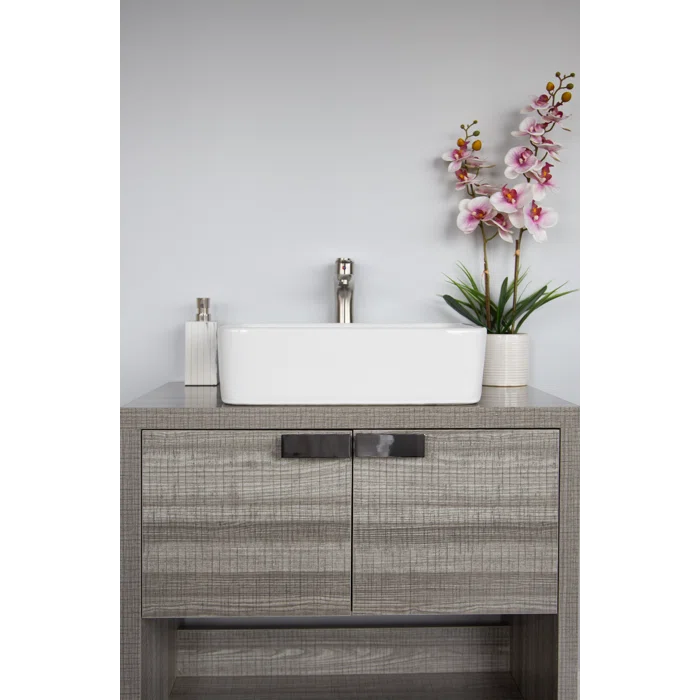 Wells Sinkware China Luxe 14.25'' White Ceramic Rectangular Bathroom Sink