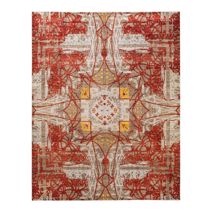 Solo Rugs Hand Knotted Wool Contemporary Eclectic Gray Area Rug 9' 1" x 11' 9" | Perigold