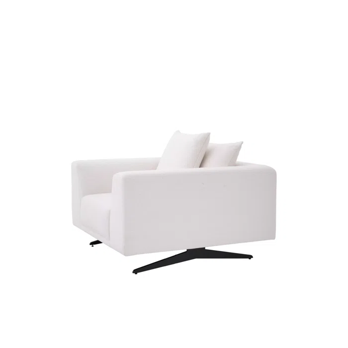 Avalon White Ultra-Stylish Armchair with Sturdy Black Feet