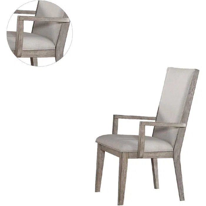 Set Of 2 Fabric Arm Chair, Gray Oak Fabric Upholstered Armchair