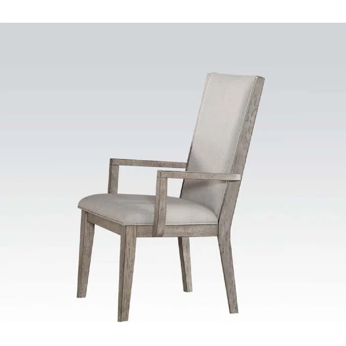 Set Of 2 Fabric Arm Chair, Gray Oak Fabric Upholstered Armchair