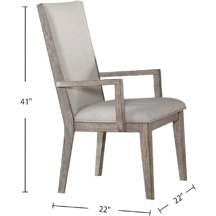 Set Of 2 Fabric Arm Chair, Gray Oak Fabric Upholstered Armchair