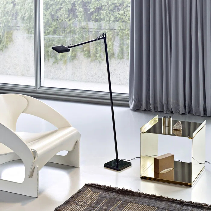 Black Adjustable LED Floor Lamp with Touch Dimmer
