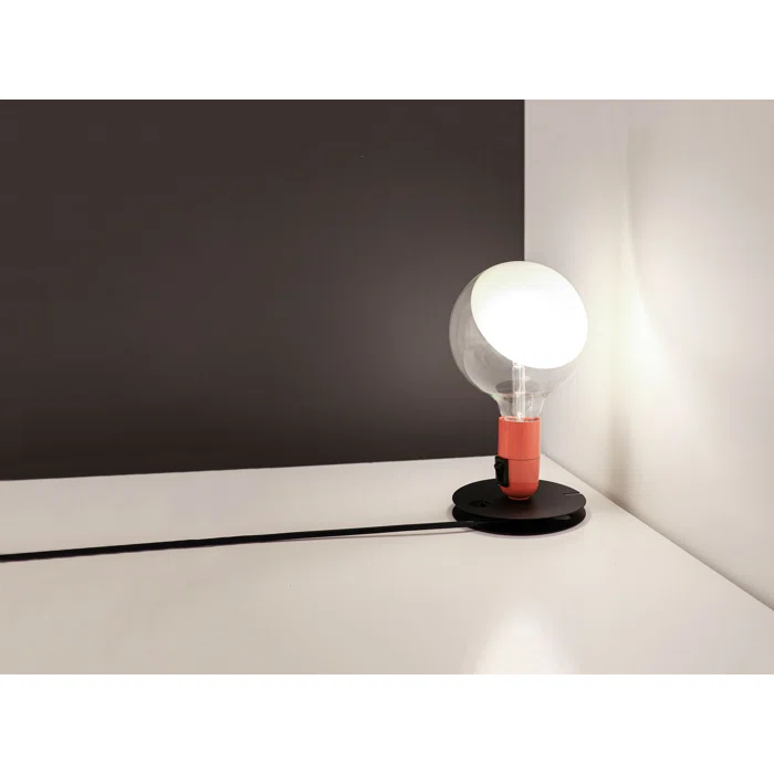 Achille Castiglioni Orange Black LED Table Lamp with Aluminum Base