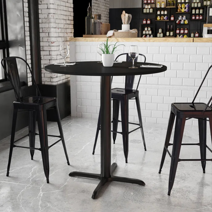 Flash Furniture Carrus Round Laminate Table Top with Height Table Base