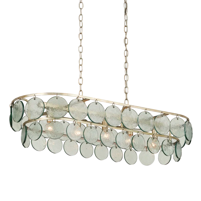 Silver Leaf 5-Light Chandelier with Recycled Glass Discs