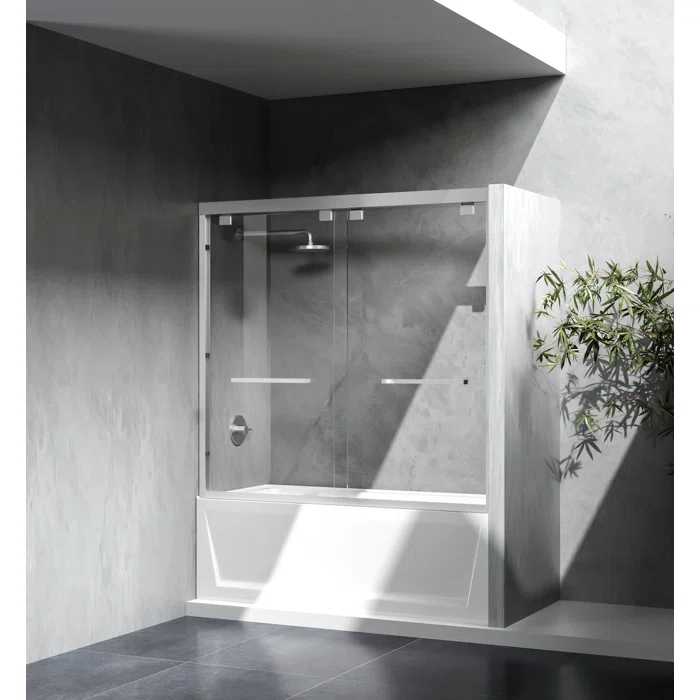 54.33" - 60" W x 60" H Double Sliding Semi-Frameless Tub Door