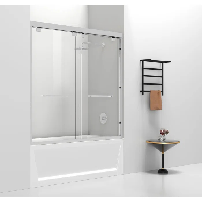 54.33" - 60" W x 60" H Double Sliding Semi-Frameless Tub Door