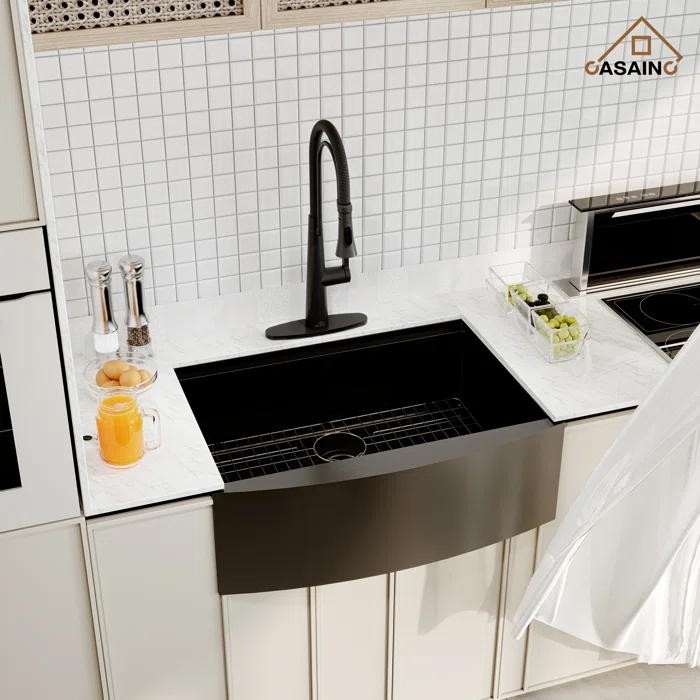 30" L x 22" W Apron Farmhouse Kitchen Sink with Faucet Included