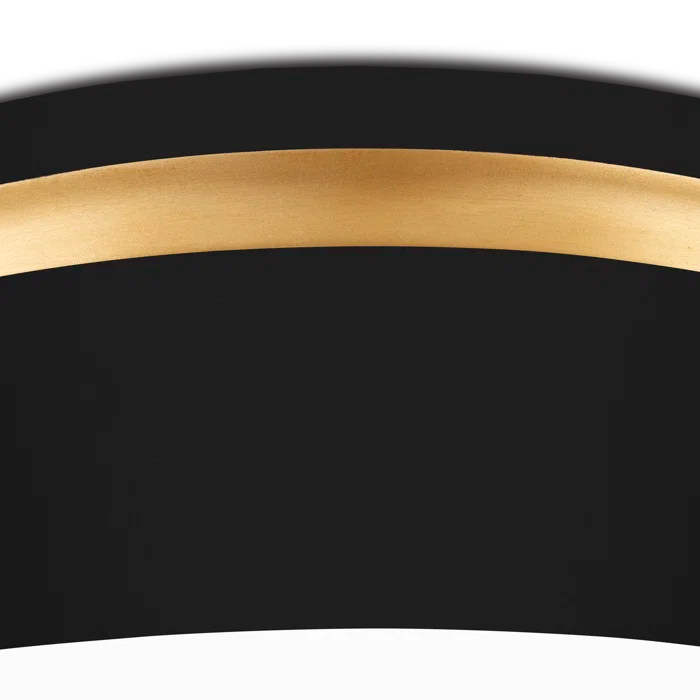 Serenity Satin Black and Gold LED Flush Mount with White Acrylic Shade