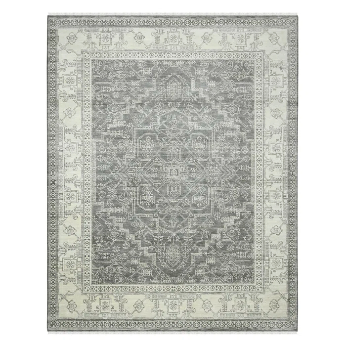 Nuit Arabe Wool Geometric Area Rug in Silver