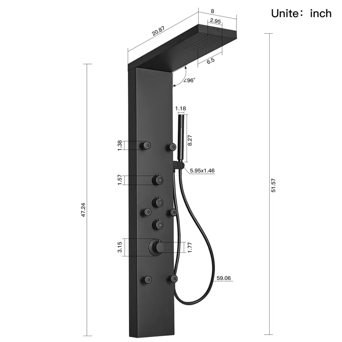52'' Shower Panel with Fixed Shower Head
