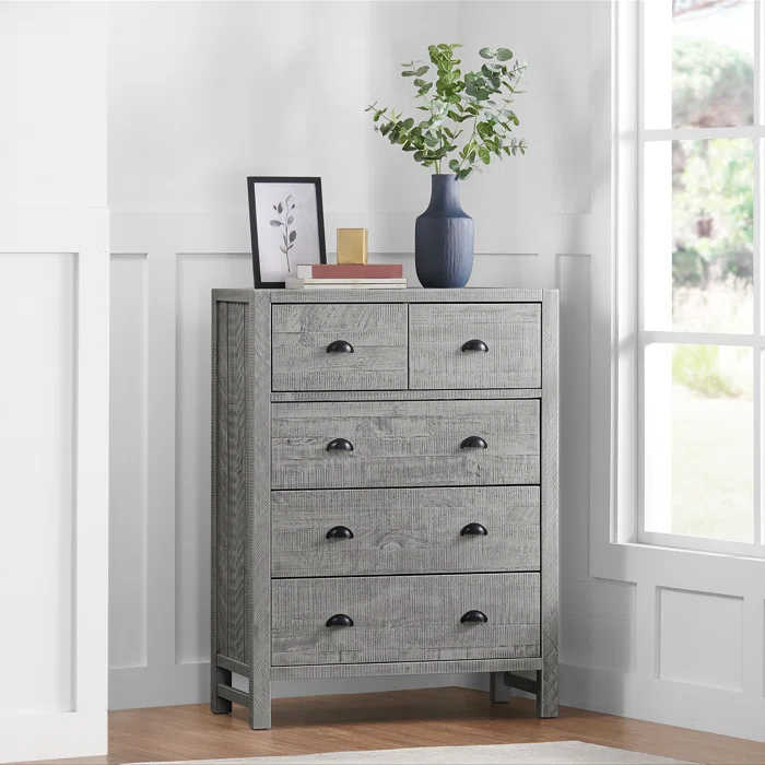 Alaterre Arden 36" W Bohemian Style Rectangular Chest With 5 Drawers, With Hidden Fasteners