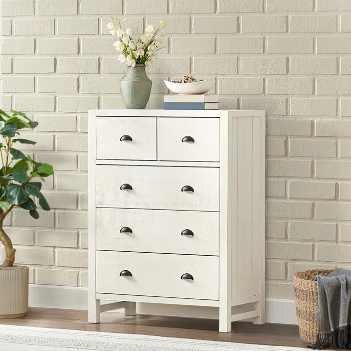 Alaterre Arden 36" W Bohemian Style Rectangular Chest With 5 Drawers, With Hidden Fasteners