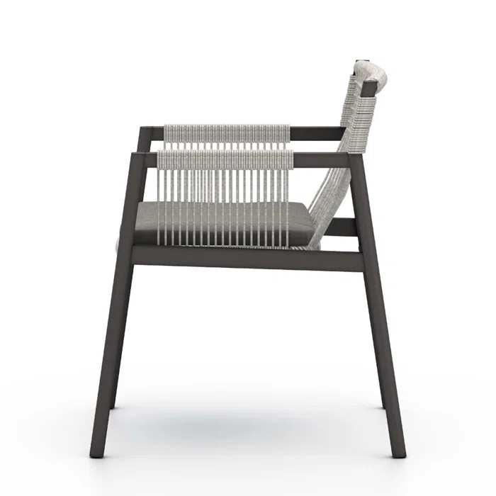 Gray Aluminum Outdoor Dining Chair with Woven Cushions