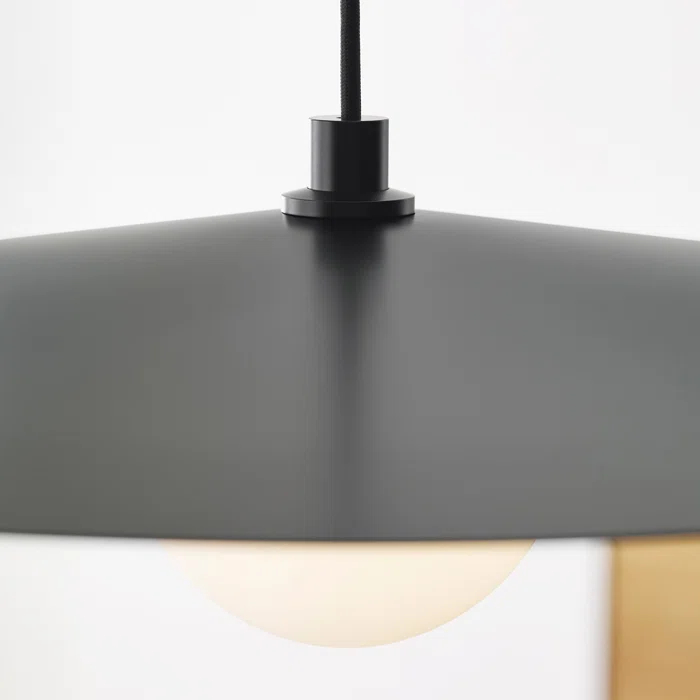 Matte Black Mid-Century Modern 22" LED Globe Pendant with Frosted Glass