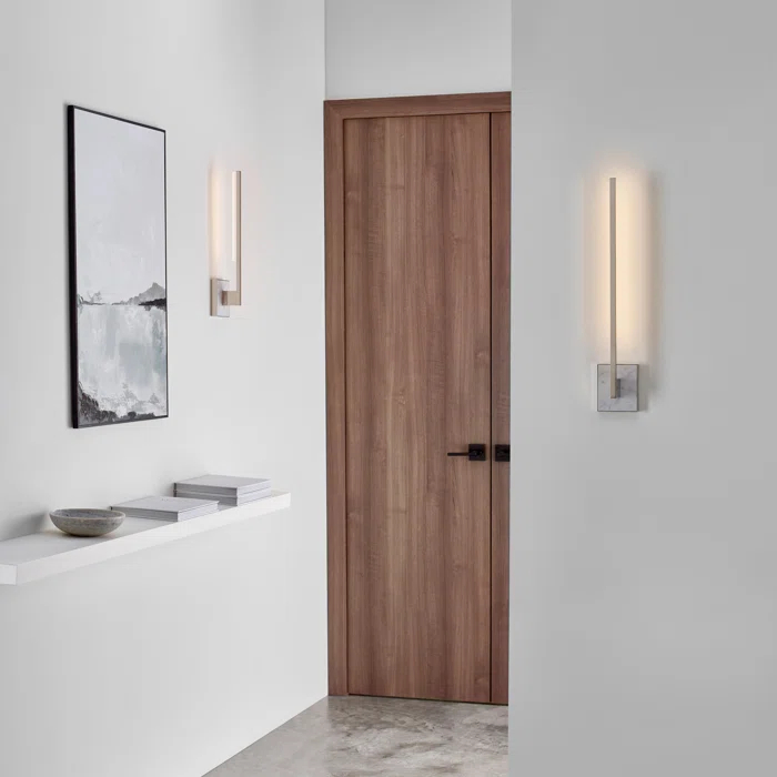 Polished Nickel White Marble Dimmable LED Wall Sconce