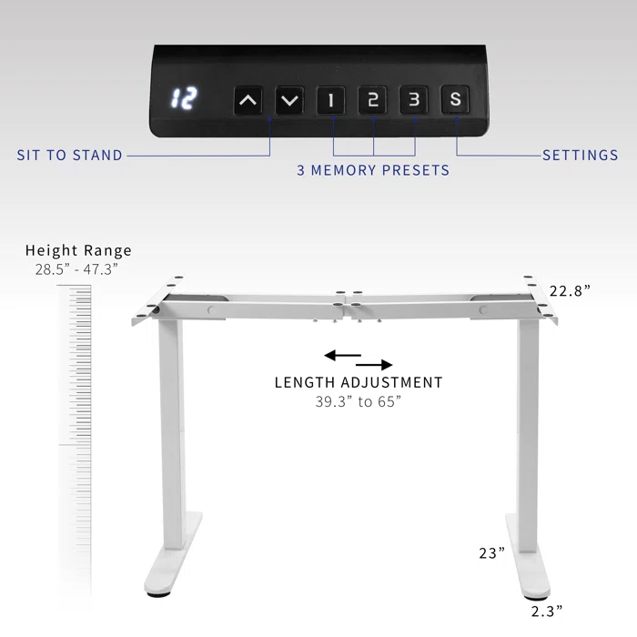 VIVO Electric Dual Motor Standing Desk Frame, E-200 Series