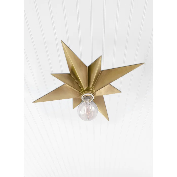 Stellar Reflections Brass Starburst Indoor/Outdoor Flush Mount Light
