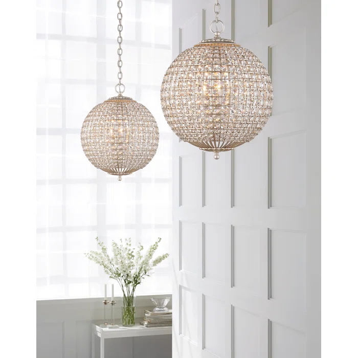 Renwick Gilded Globe Chandelier with Crystal Shade - 27.5"