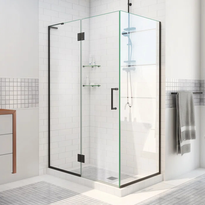 Unidoor-X 33 3/8 in. W x 30 in. D x 72 in. H Frameless Hinged Shower Enclosure