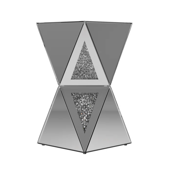 Matheo Mirrored Glass Top Pedestal End Table