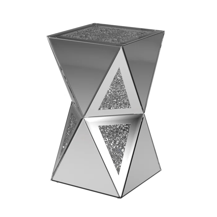 Matheo Mirrored Glass Top Pedestal End Table