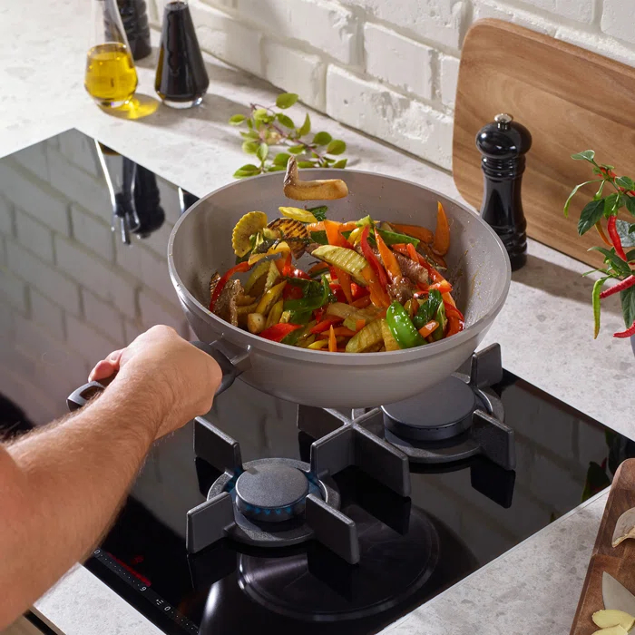 Ceratal Ceramic Non-stick Wok 11-inch, Light Gray, Plastic Handle