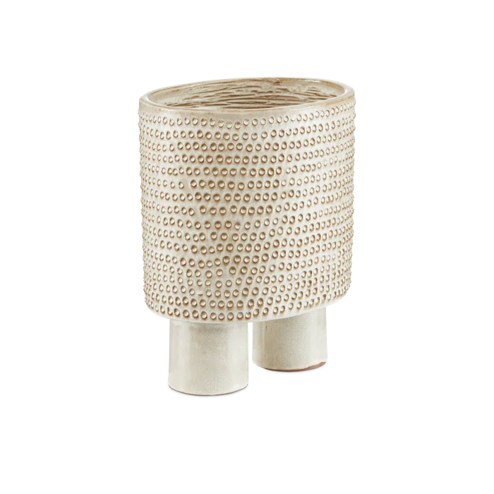 Ivory Handcrafted Ceramic Decorative Bowl with Dimpled Design