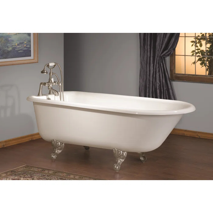 Rosdorf Park Jamaire 54'' x 30'' Freestanding Soaking Cast Iron Bathtub