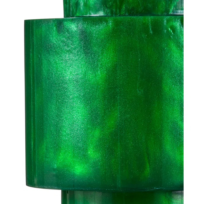 Green Swirl Composite Table Lamp with White Linen Shade