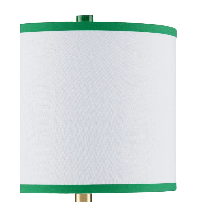 Green Swirl Composite Table Lamp with White Linen Shade