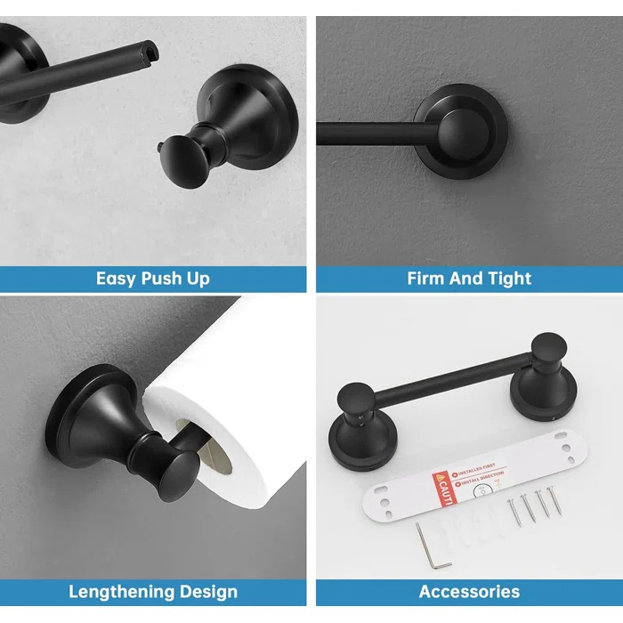 Wall-Mounted Rustproof Toilet Tissue Roll Holder with Flexible Pivoting Tissue Handle, Stainless Steel Built for Durability
