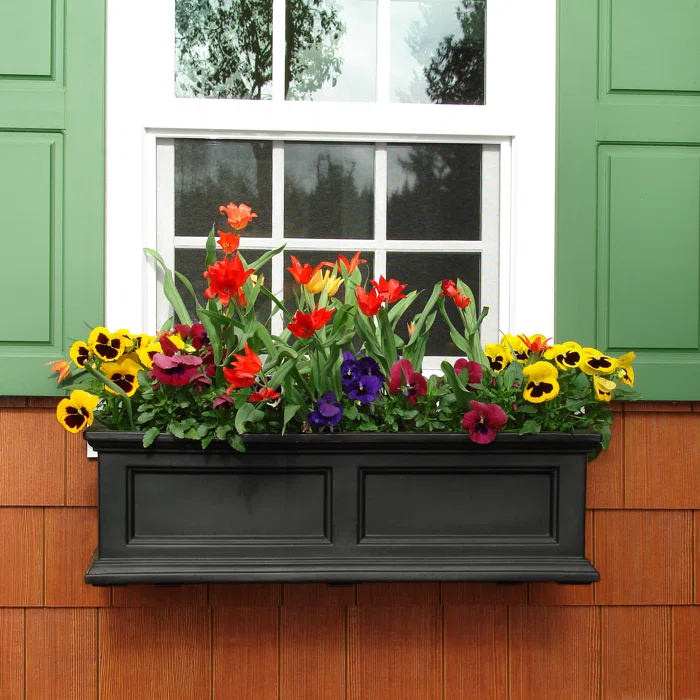The Anastasiya Resin Window Box Planter with Water Reservoir